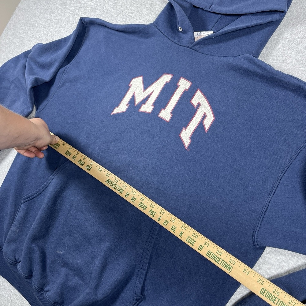 Vintage Champion Hoodie Mens XL Blue MIT University College Pullover Y2K Graphic - Picture 2 of 9
